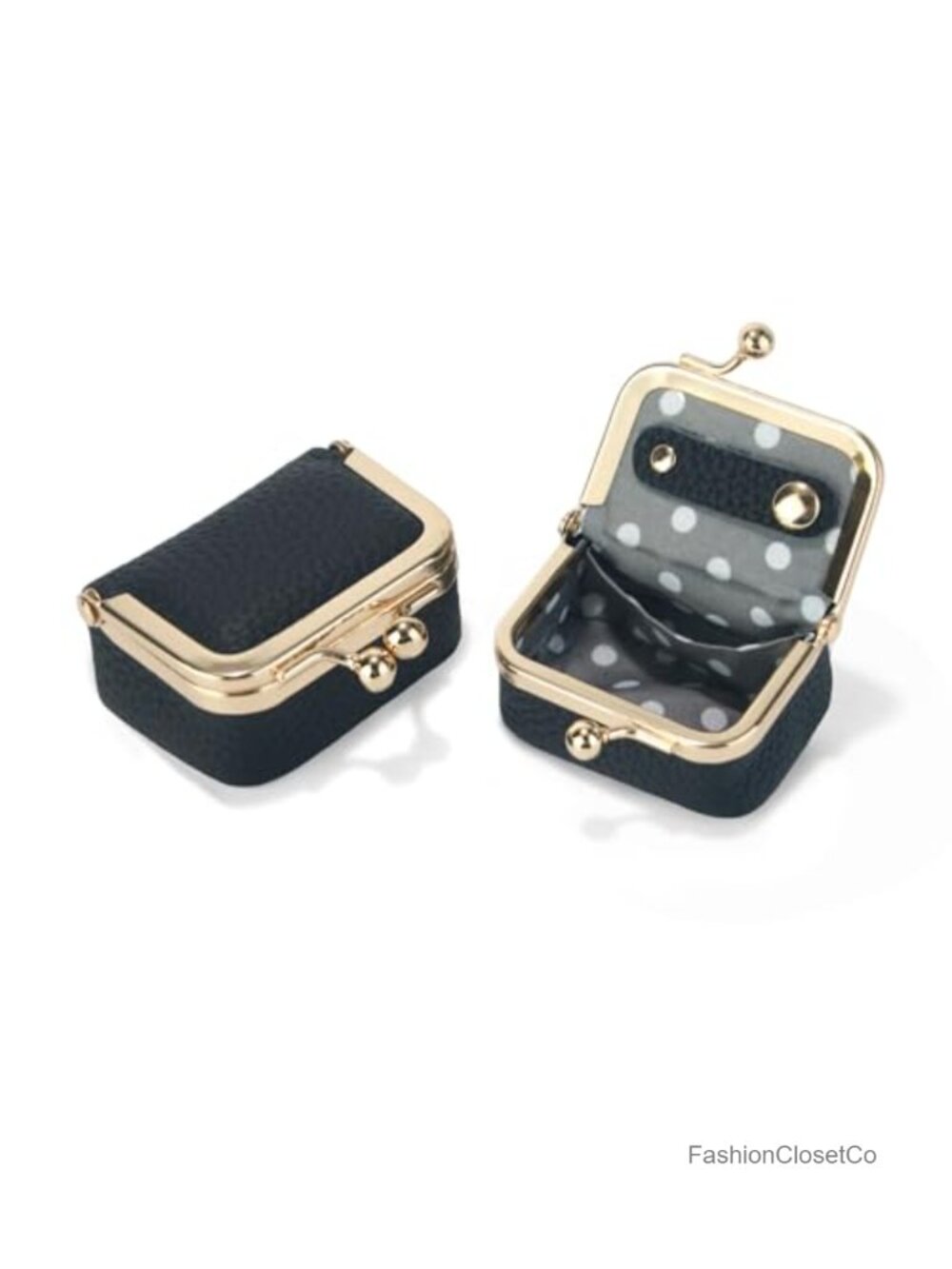 Genuine Leather Mini Jewelry Box Coin Purse with Kiss Lock Closure
